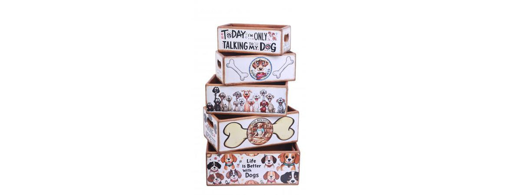 Set of 5 Nesting Boxes - Dogs