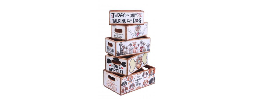 Set of 5 Nesting Boxes - Dogs
