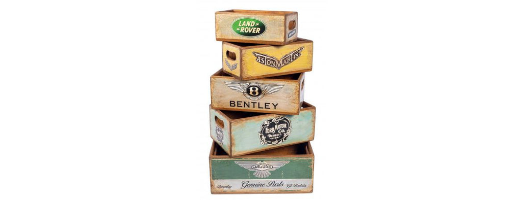 Set of 5 Shellfish Nesting Boxes - Antique Logo