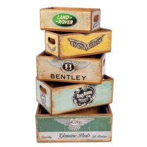 Set of 5 Shellfish Nesting Boxes - Antique Logo